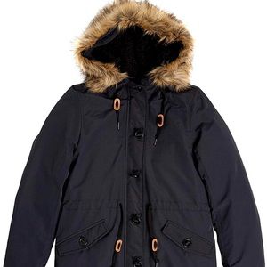 Winter Parka Coat, Fleece Lined Long Parka with Faux-Fur Hood XL LIKE NEW!